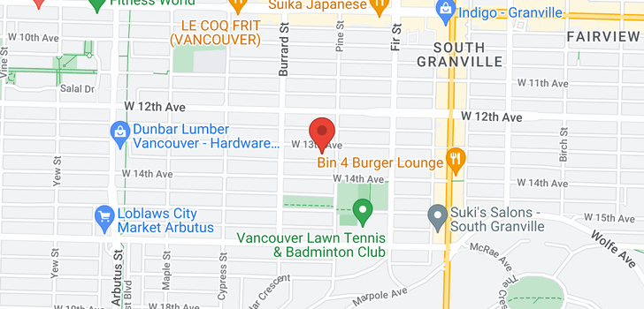 map of 204 1710 W 13TH AVENUE